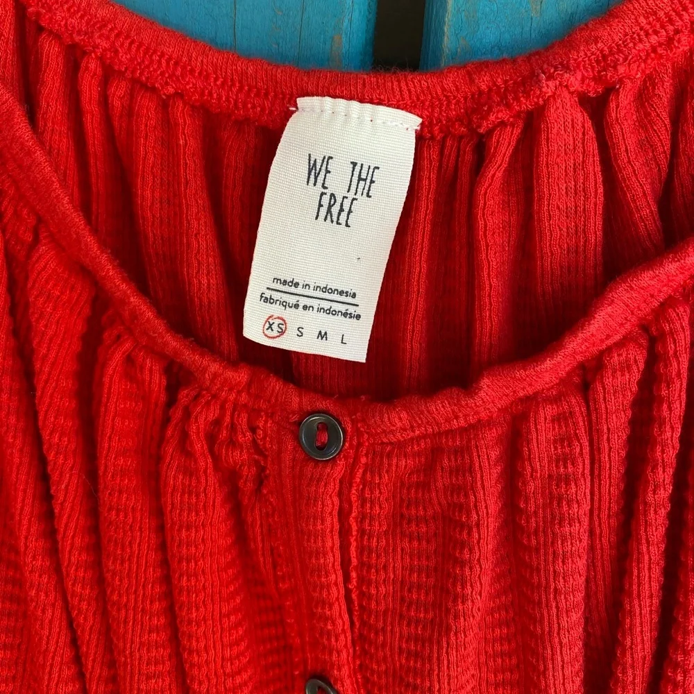 FREE PEOPLE Red Flow Top - Picture 2 of 2
